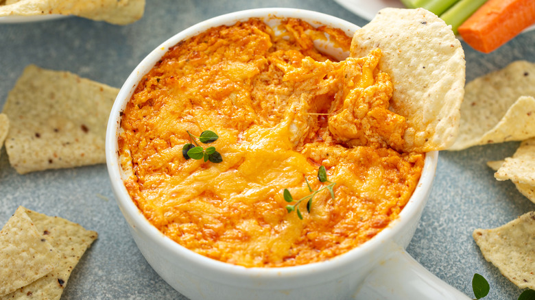 Buffalo chicken dip with chip