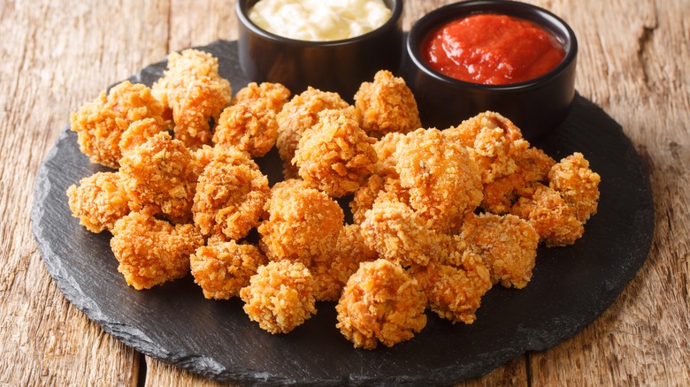 Popcorn chicken on a plate