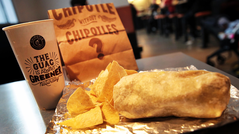 Burrito and chips from Chipotle