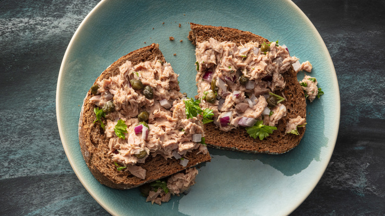 Tuna salad on brown bread