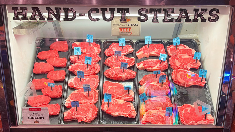 display of Texas Roadhouse steaks