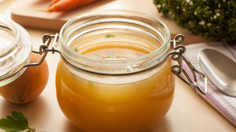 glass jar of bone broth