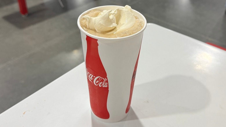 Costco fountain soda topped with vanilla soft serve