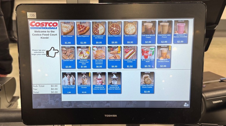 Picture of Costco food court self-serve screen