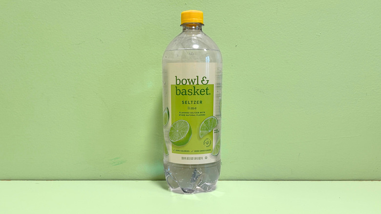 A bottle of Bowl and Basket Lime Seltzer