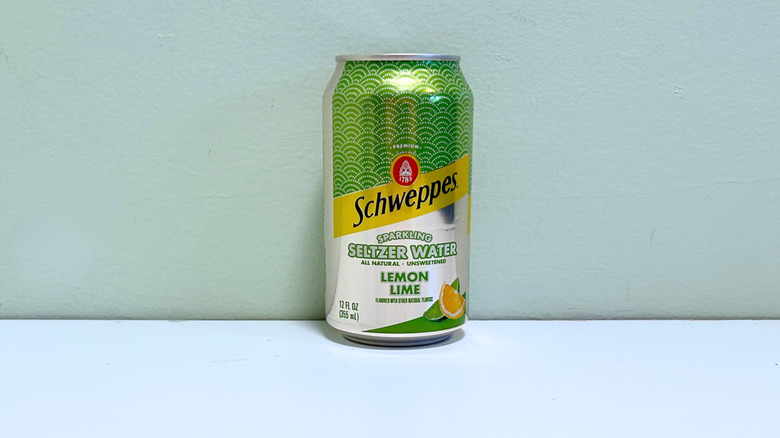 A can of Schweppes Lemon Lime Sparkling Seltzer Water