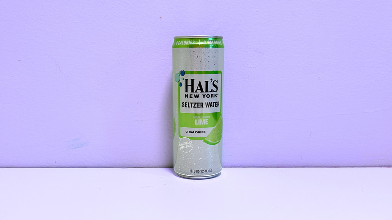 A can of Hal's New York Lime Seltzer Water