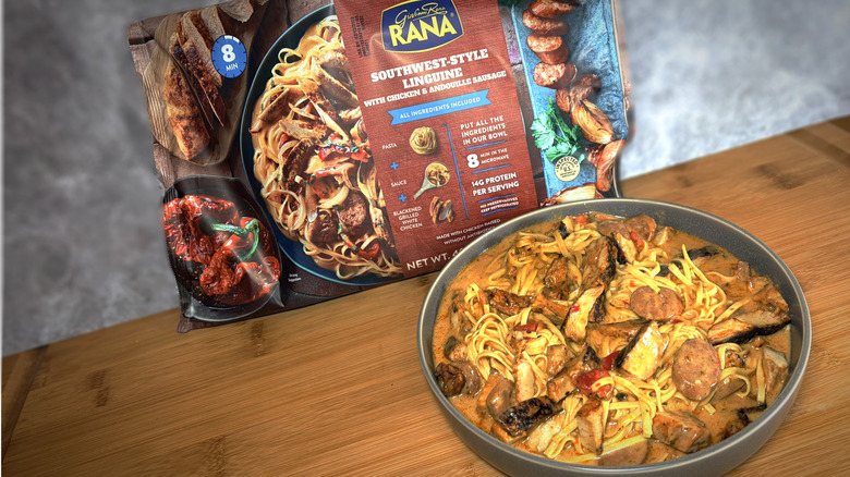 bowl and package of southwest linguini on table