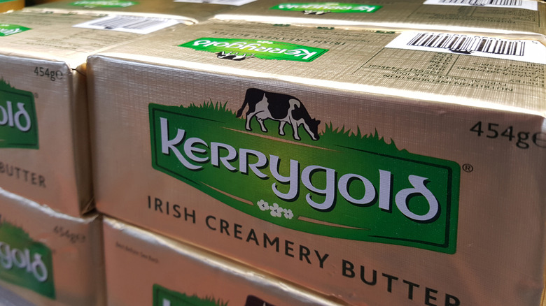 blocks of Kerrygold butter in store