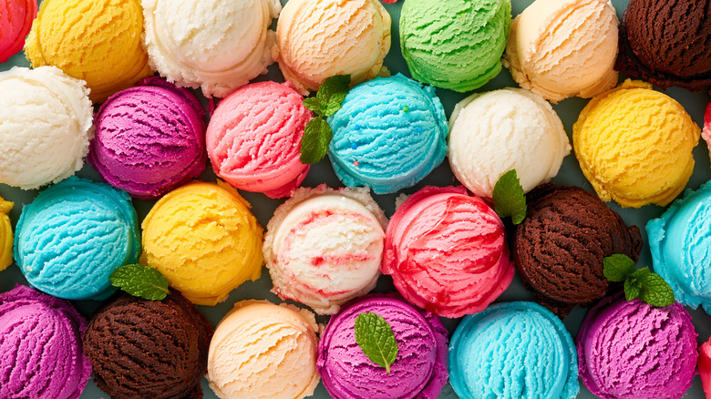 multi colored ice cream scoops