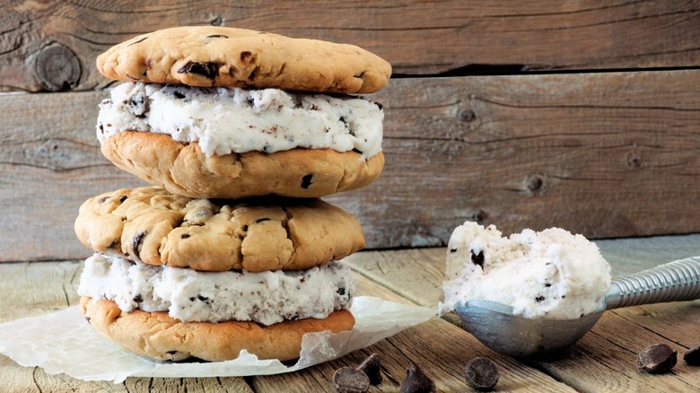 Classic ice cream sandwiches against a white background