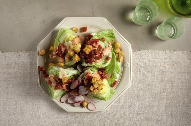 Iceberg BLT Wedge With Blue Cheese Croutons