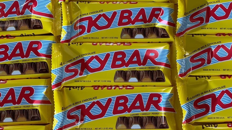 Rows of Sky Bar candy bars