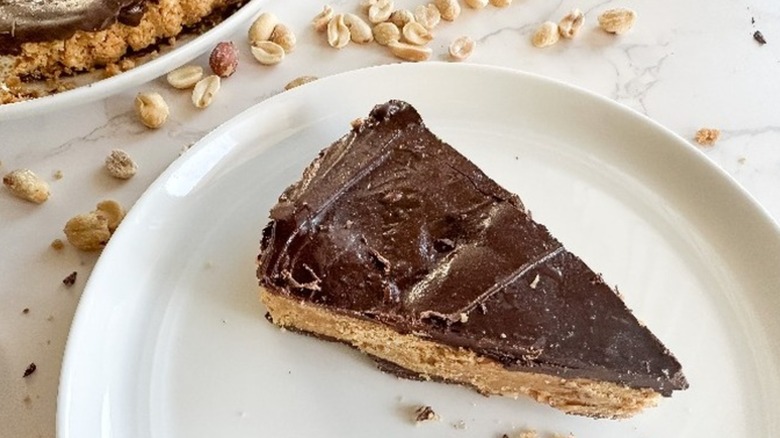 Slice of Reese's Peanut Butter Cup-inspired pie