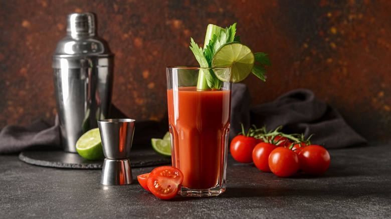 Bloody Mary in a glass with celery stalk