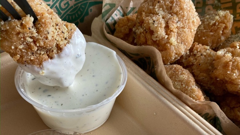 Wingstop wing dipped in ranch