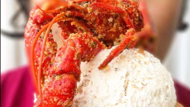 Crawfish ice cream close up 