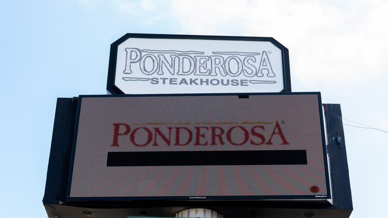 A Ponderosa Steakhouse sign