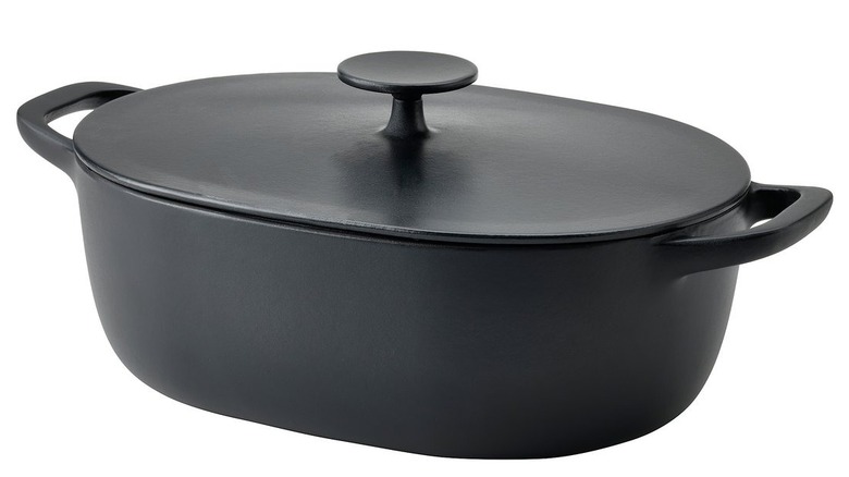 IKEA enameled 6.9-quart cast iron matte/black Vardagen pot with lid