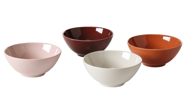 Set of four glossy mixed colors 4.5-inch Höstagille bowls