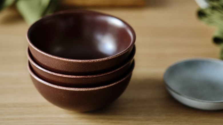 IKEA 6-inch brown Stockholm 2025 bowls on a table