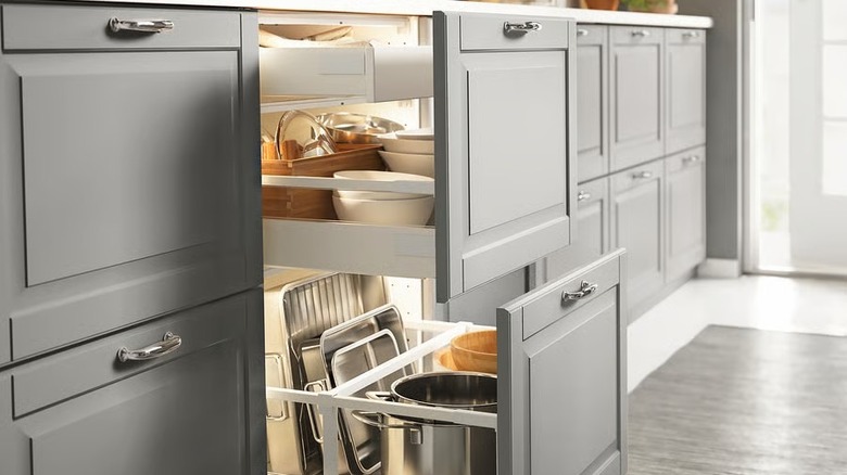 lit up pots and pans drawers