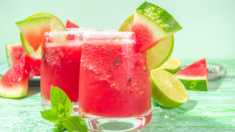 Watermelon cocktails with garnish