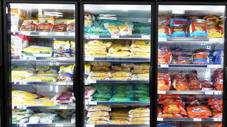 freezers in a grocery store
