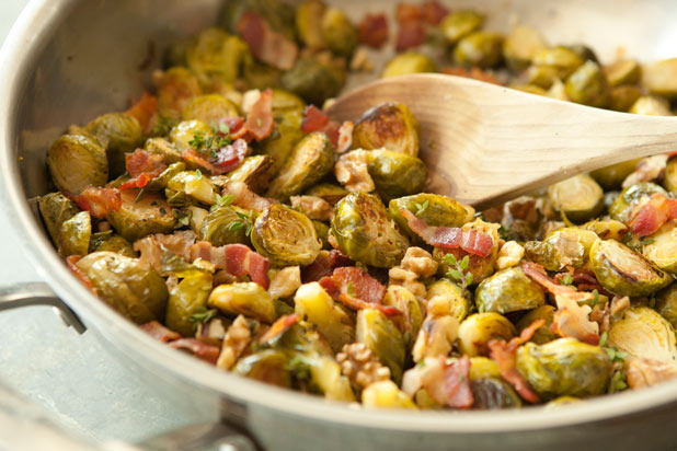 Roasted Brussels Sprouts with Bacon and Walnuts Recipe