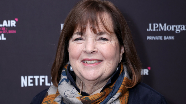 Ina Garten smiling and wearing colorful scarf