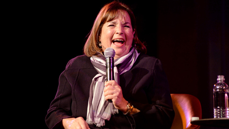Ina Garten speaking into a microphone