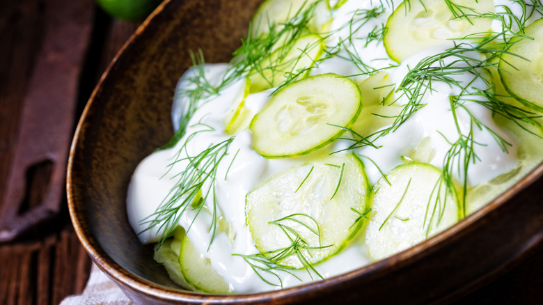 Close up fo cucumber salad