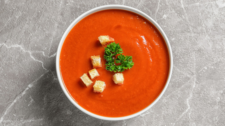 Tomato soup with croutons