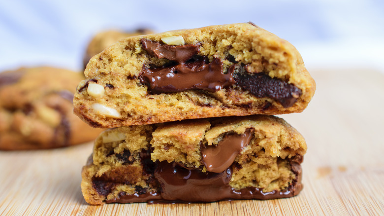 chocolate chip cookie with chunks of white chocolate