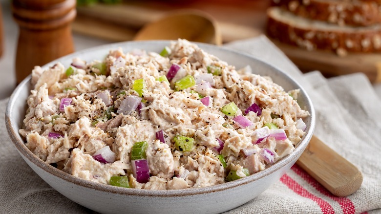 Classic tuna salad in a bowl
