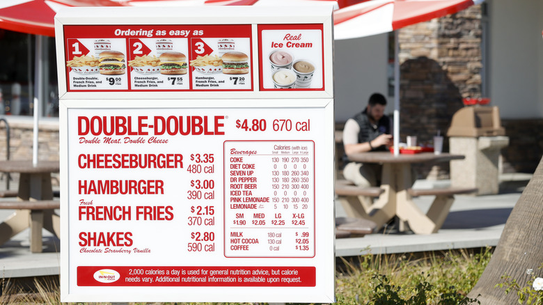 The menu board at In-N-Out