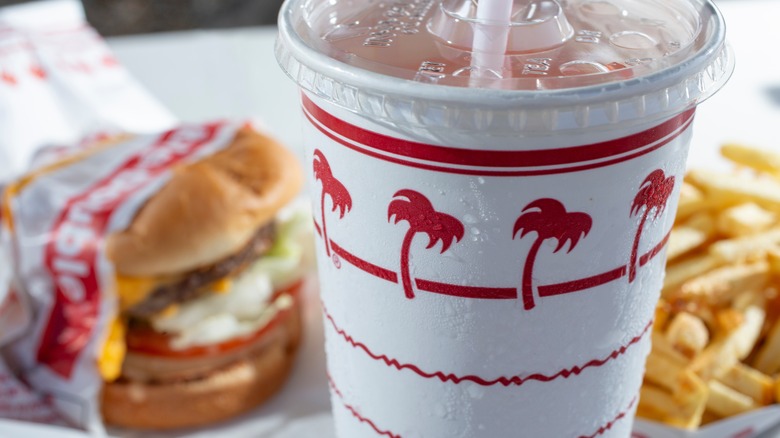A close-up of a drink at In-N-Out
