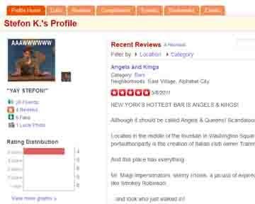 Screenshot of Yelp User Stefan K.&apos;s Profile