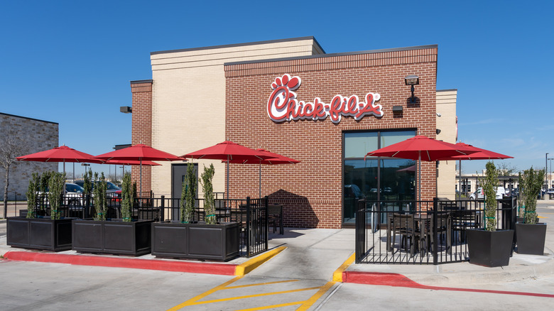 Chick-fil-A restaurant in parking lot