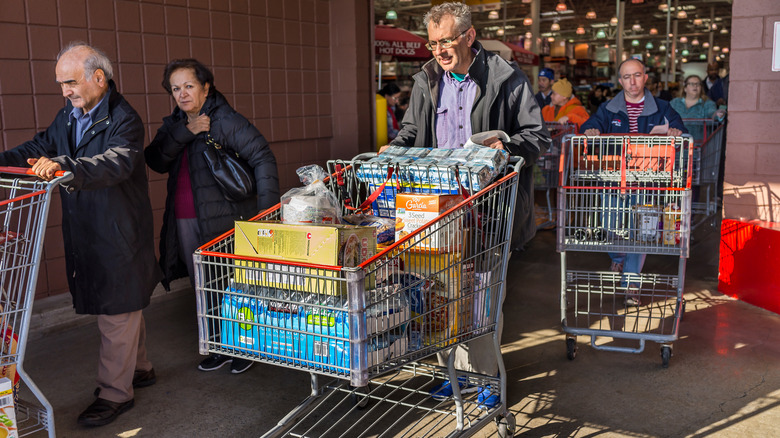 Shopper leaving Costco with full cart