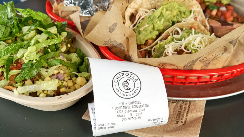Chipotle meals and receipt