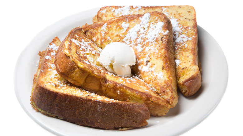 French toast on white plate