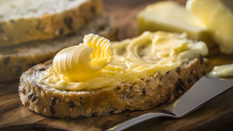 Butter spread on bread