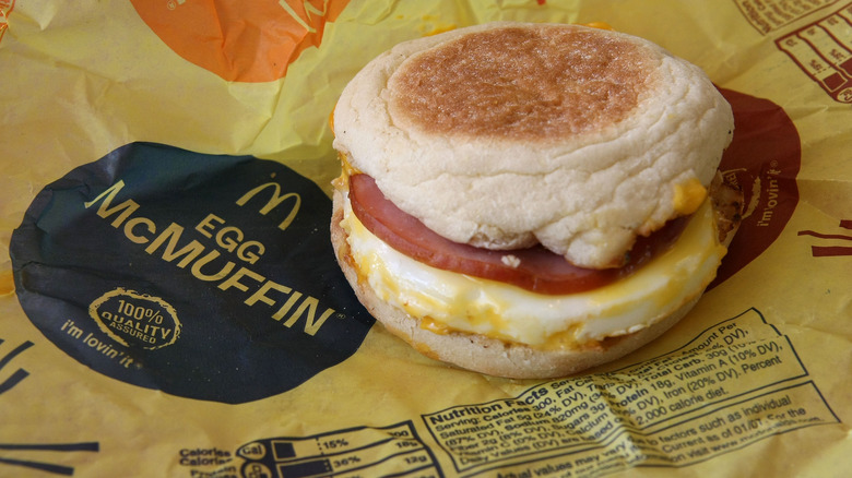 McDonald's egg McMuffin with wrapper