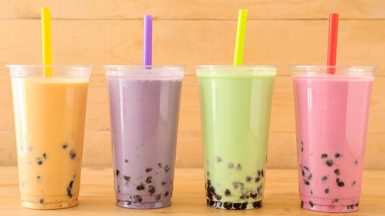different fruity boba teas