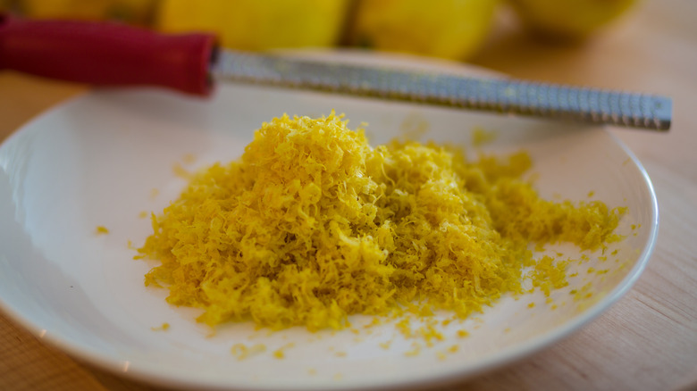 Microplane grater and lemon peel