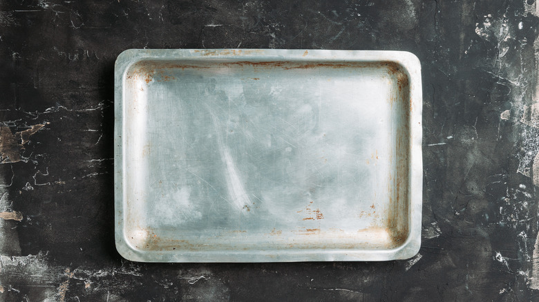 Warped silver baking sheet
