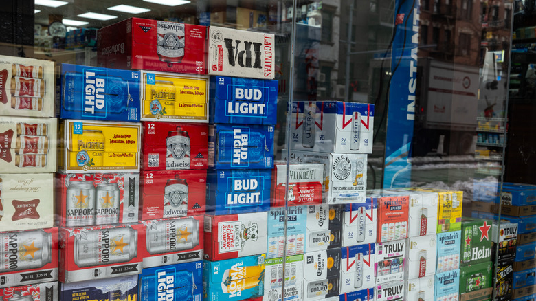 Cases of beer at a store