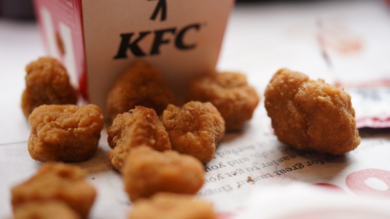 Close up of kfc chicken popcorn chicken