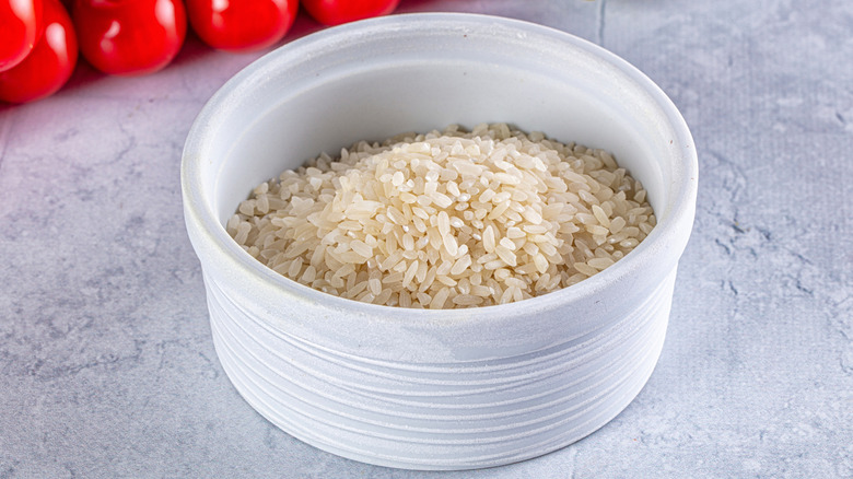 A bowl of dried white rice